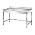 tavolo inox con alzatina aperto con telaio 3 lati